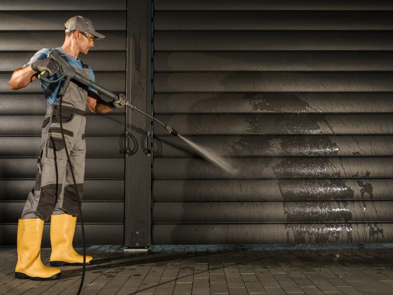 Modern Aluminium Pergola Power Washing Using Pressure Washer